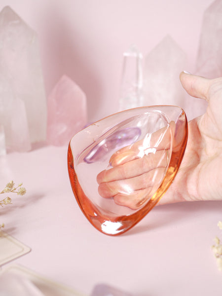 Art Deco Style Peachy Pink Glass Dish