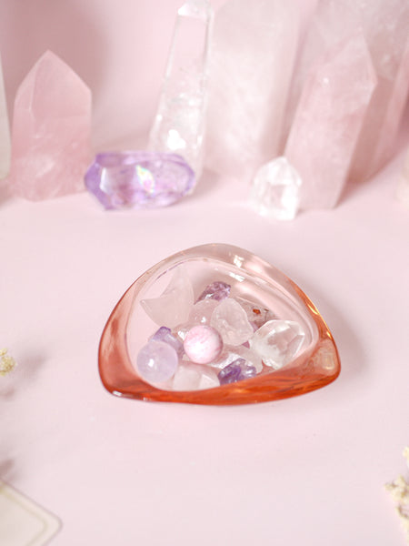 Art Deco Style Peachy Pink Glass Dish