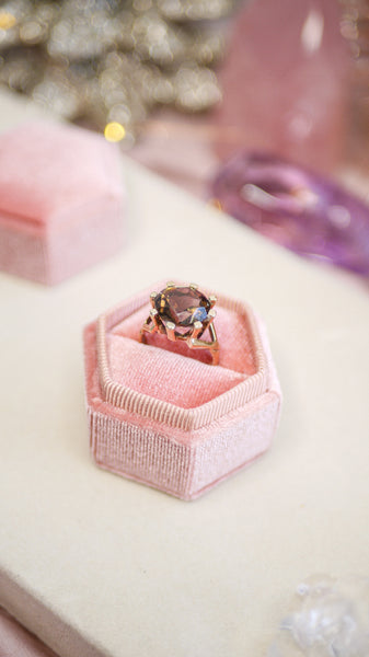 Vintage 9ct Gold Smoky Quartz Sun Ring