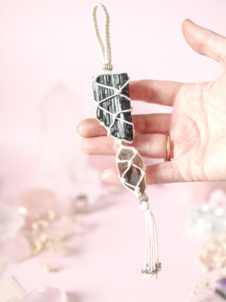 Tourmaline & Smoky Quartz Hanging