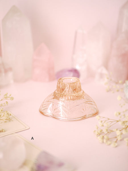Individual Vintage Peachy Pink Scalloped Edge Candlestick Holder | Sphere Stand