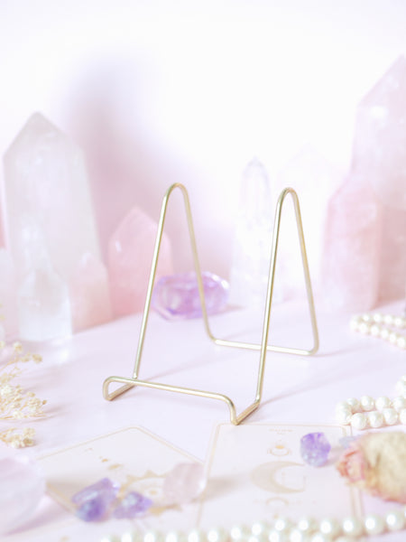 Large Gold Stand (Narrow) | Crystal Slab / Slice / Tarot / Oracle Cards / Book Stand