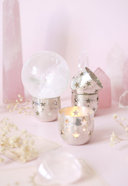 Dainty Silver Vintage Star Tea Light Holder