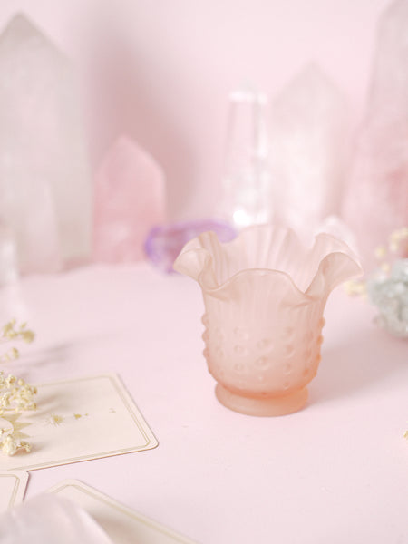 Individual Pink Frosted Glass Tealight Holder
