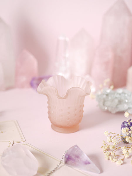 Individual Pink Frosted Glass Tealight Holder