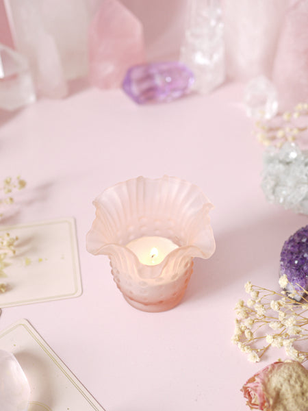 Individual Pink Frosted Glass Tealight Holder