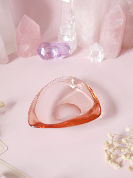 Art Deco Style Peachy Pink Glass Dish
