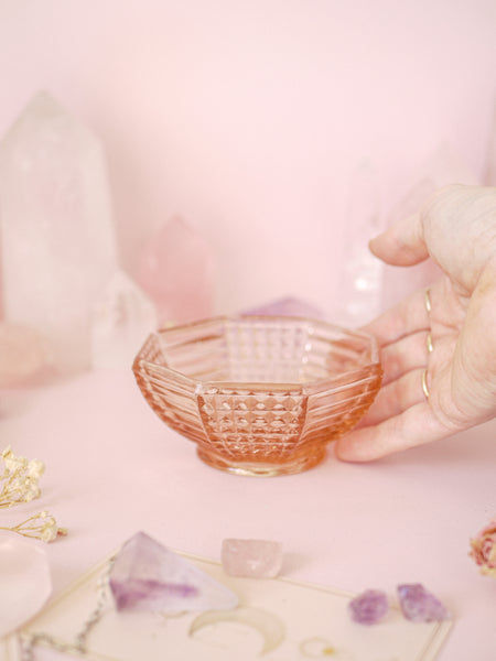 Small Art Deco Pink Glass Bowls