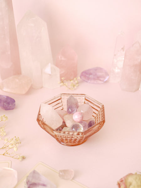 Small Art Deco Pink Glass Bowls