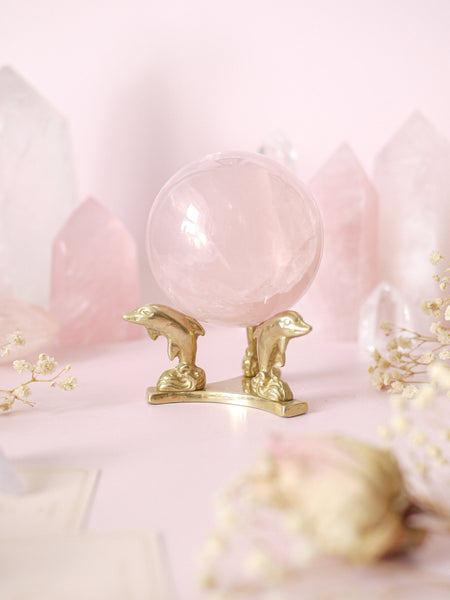 Vintage Brass Dolphin Sphere Stand *RARE FIND*