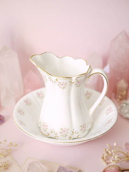Vintage Bone China Floral Jug and Wash Bowl