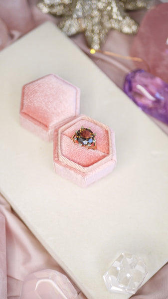 Vintage 9ct Gold Smoky Quartz Sun Ring