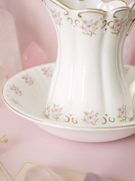 Vintage Bone China Floral Jug and Wash Bowl