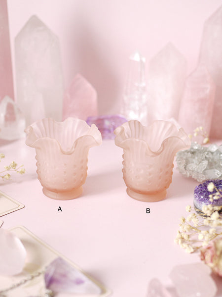 Individual Pink Frosted Glass Tealight Holder