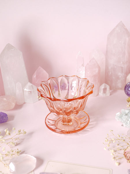 Pink Vintage Glass Bowl with Dish