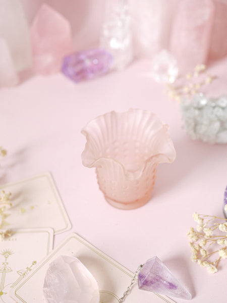 Individual Pink Frosted Glass Tealight Holder