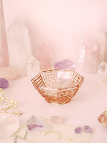 Small Art Deco Pink Glass Bowls