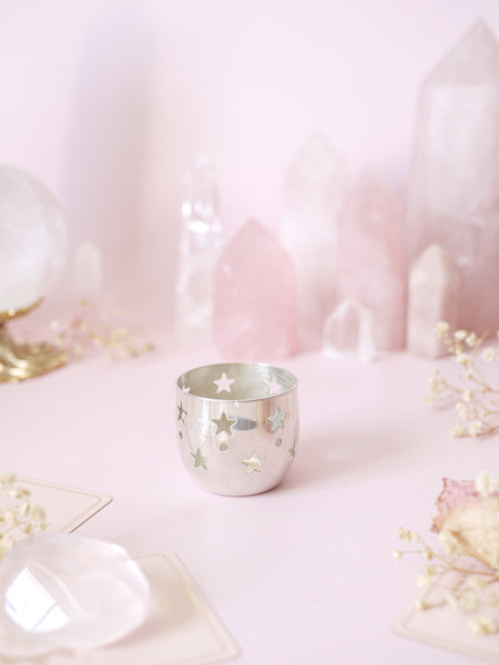 Dainty Silver Vintage Star Tea Light Holder