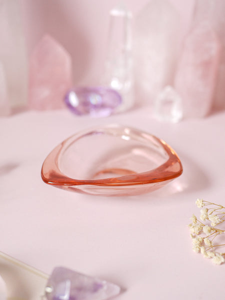Art Deco Style Peachy Pink Glass Dish