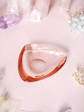 Art Deco Style Peachy Pink Glass Dish