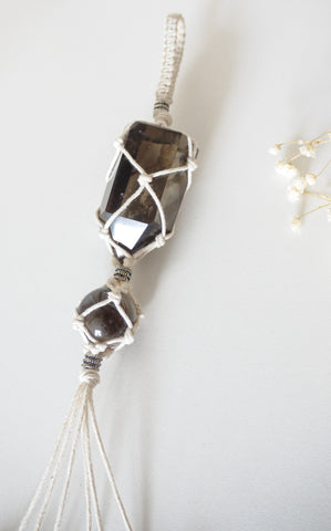 Double Smoky Quartz Hanging