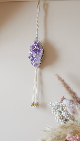 Raw Amethyst Hand-painted Gold Hanging