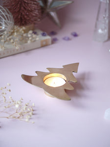 Vintage Brass Christmas Tree Tea Light Holder | Sphere Stand