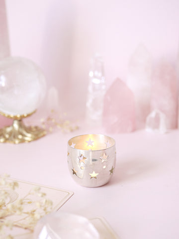 Dainty Silver Vintage Star Tea Light Holder