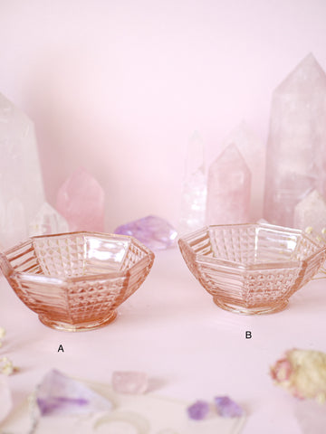 Small Art Deco Pink Glass Bowls