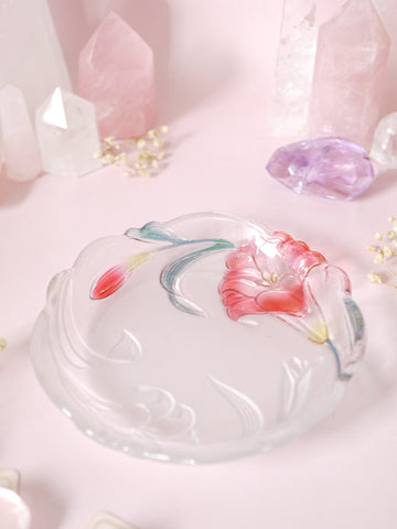 Vintage Frosted Floral Trinket Dish