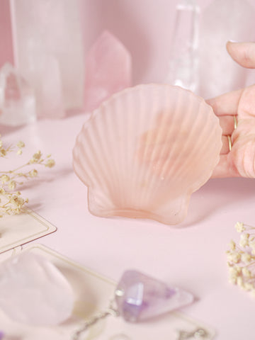 Vintage Pink Frosted Glass Shell Dish *Slight Damage*